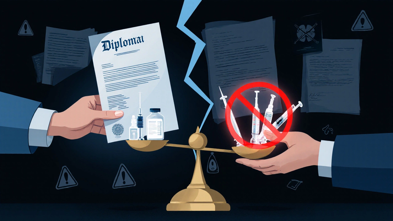 Символическое изображение границы между легальной косметологией и незаконной медицинской деятельностью.