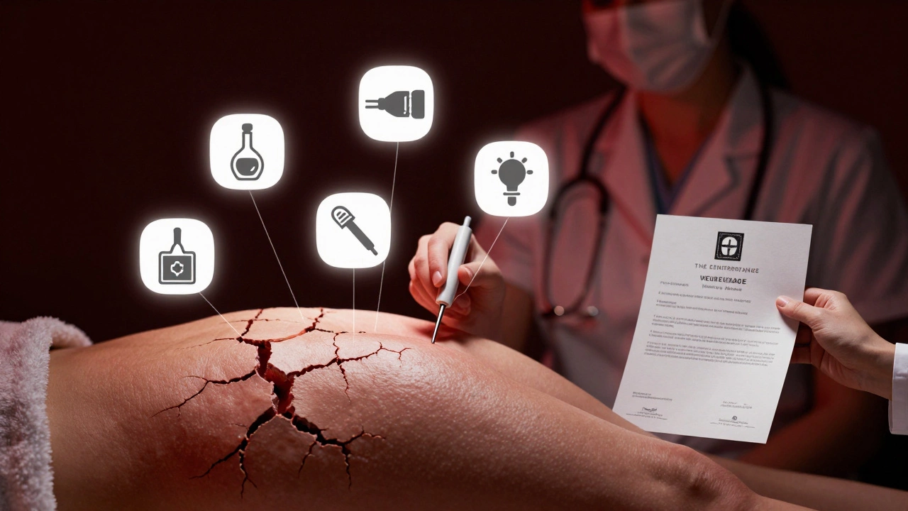 Разрушающаяся кожа с медицинскими процедурами, связанными с сертифицированным специалистом, против необученного практикующего.