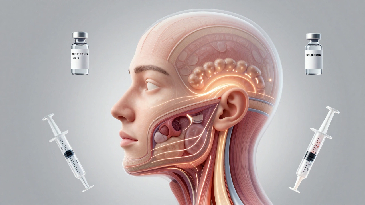 Прозрачное изображение лица с визуализацией энергетических путей лифтинга и коррекции тканей.