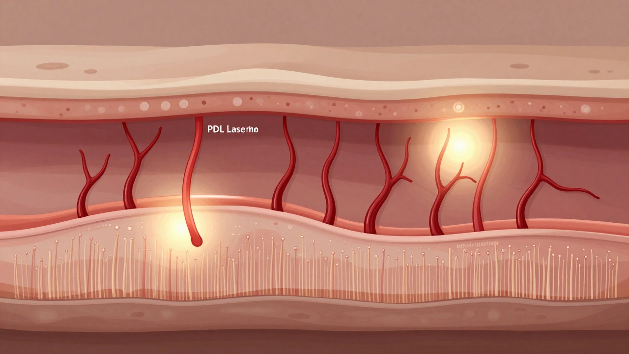 Схематическое изображение трех типов лечения постакне: пилинг, лазер и микронидлинг