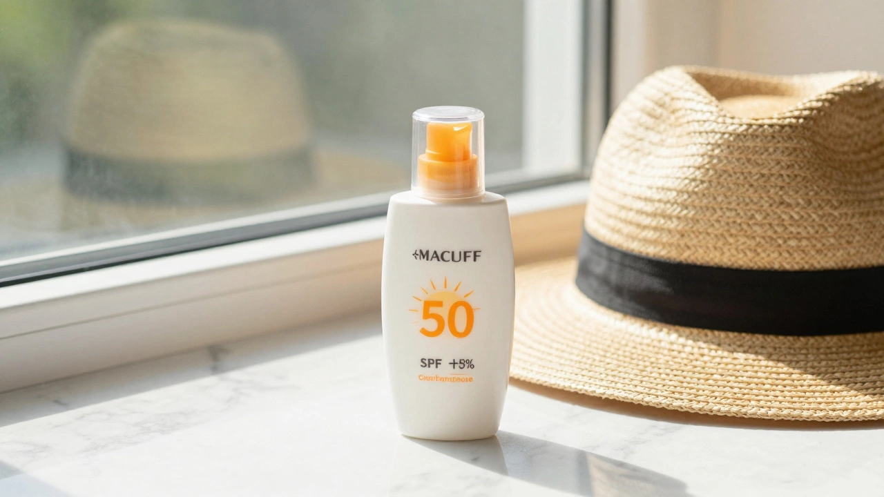 Солнцезащитный крем и шляпа как символ защиты кожи от ультрафиолета